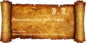 Maczedovics Nándor névjegykártya